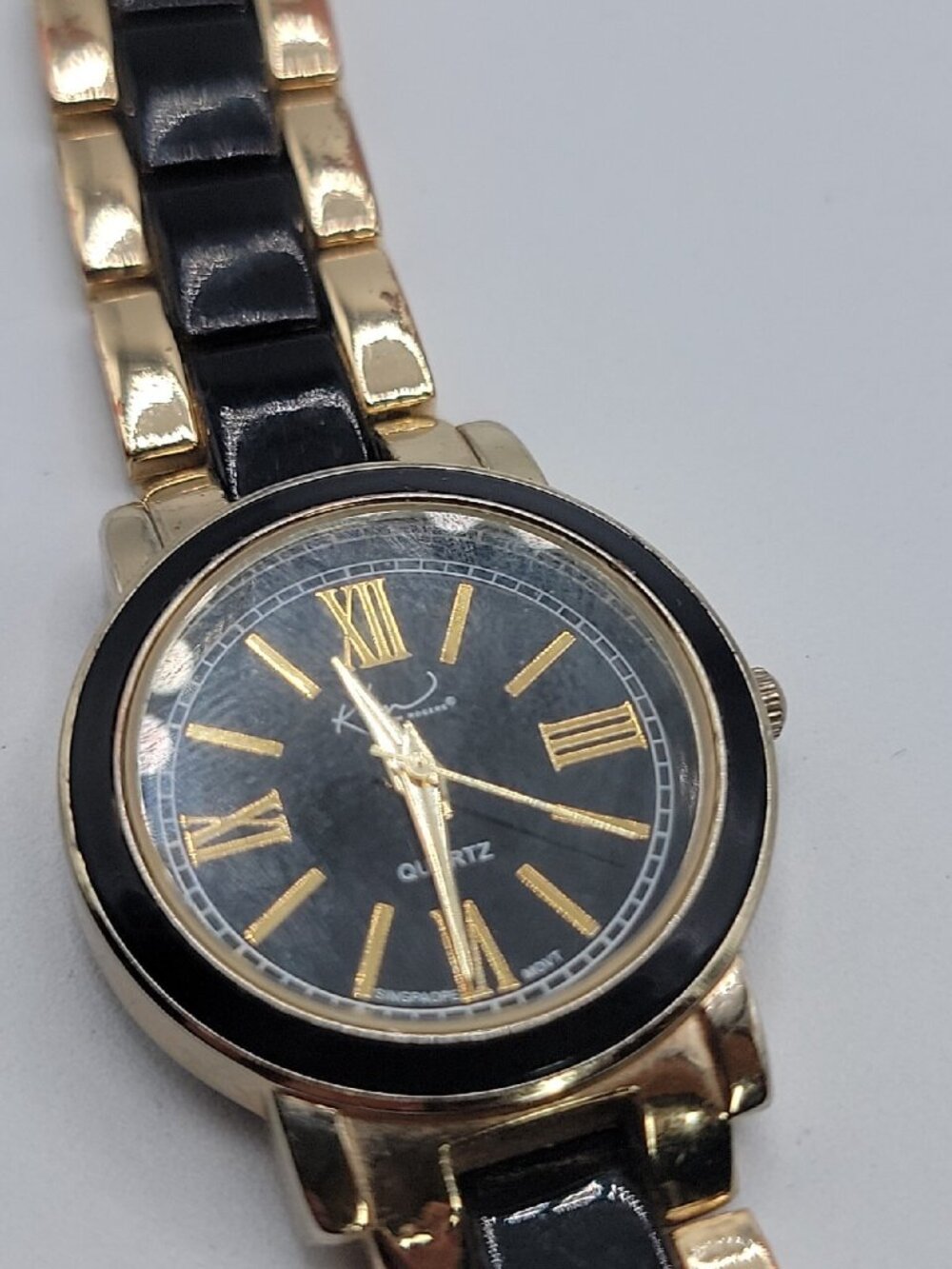Kardashian Kollection Two-Tone Gold & Black Quartz Link Bracelet Watch - Tested - Picture 3 of 16